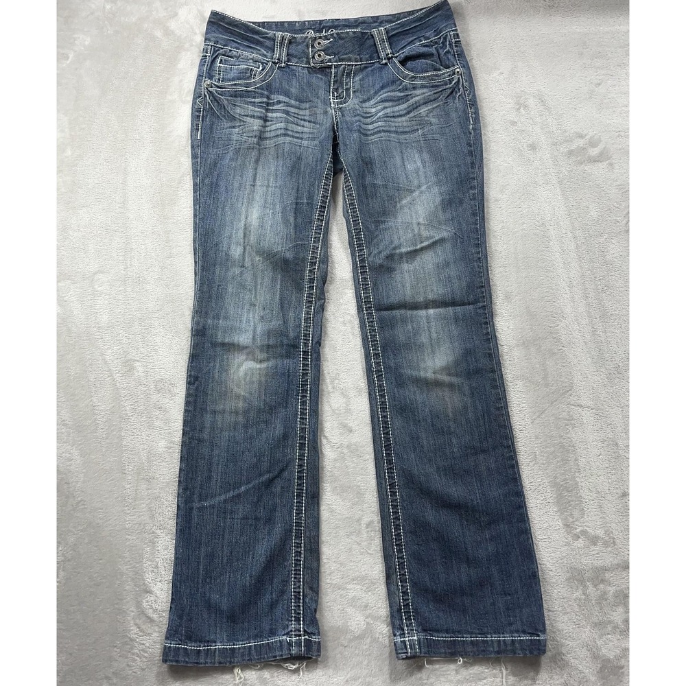 Red‎ Camel Bootcut Jeans Juniors 7 Blue Distressed Stretch Embroidered